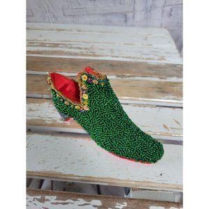Vintage beaded sequins shoe boot fashion ornament